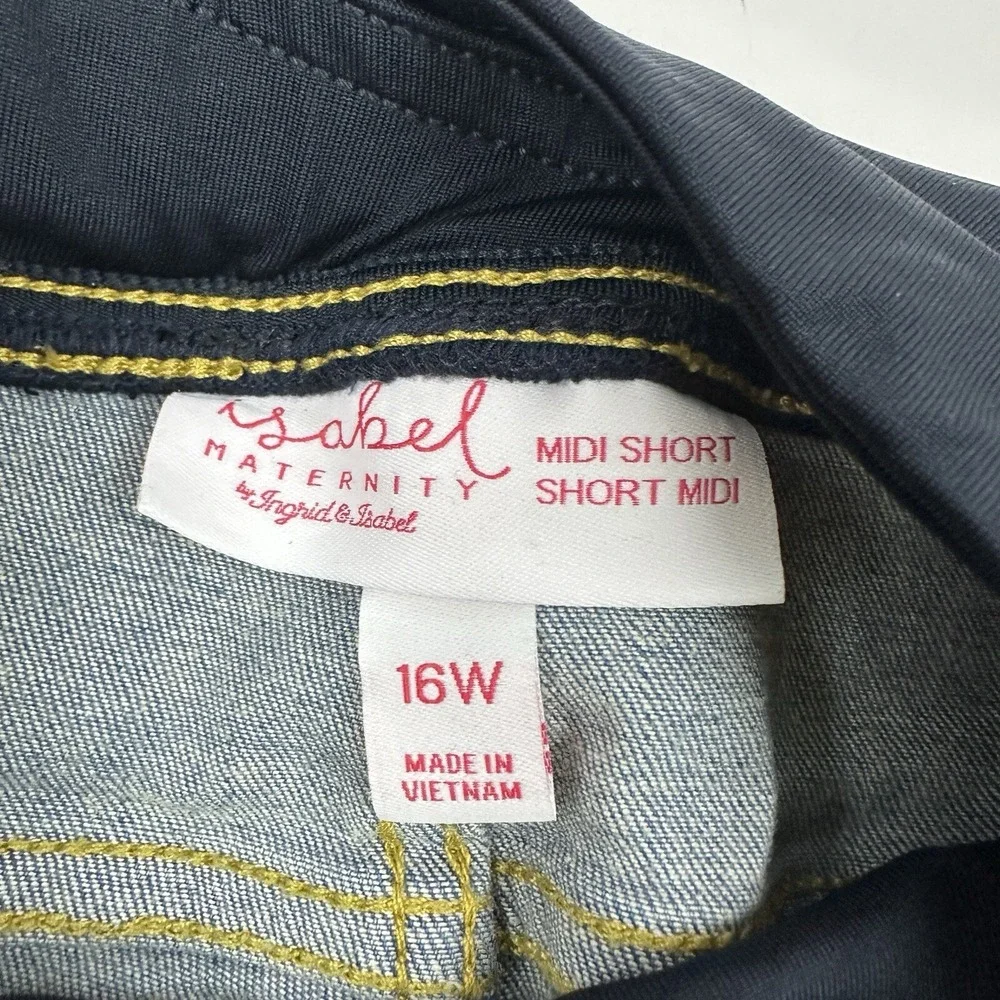 Ingrid & Isabel Maternity MIDI Shorts Denim Blue Jean Plus Sz 16W Stretch Cutoff